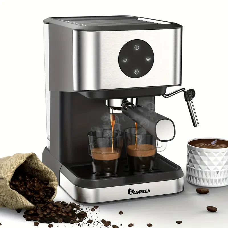 Machine à expresso italienne IAGREEA, 20Bar, 1.5L/50oz, réservoir d'eau amovible, écran tactile numérique, convient pour expresso/cappuccino/latte/mocha, brassage à domicile