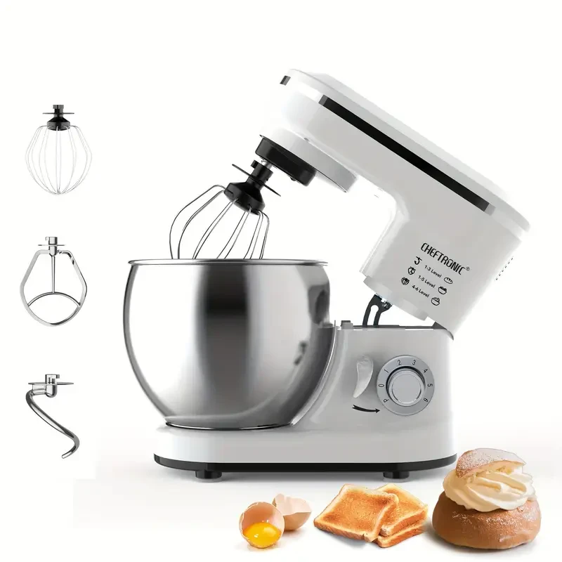 Batteur Mixeur Sur Pied Électrique De 1200 W Avec Bol En Acier Inoxydable De 4,2 L, À Tête Inclinable À 6 Vitesses, Mixeur Électrique De Cuisine Avec Crochet À Pâte, Fouet